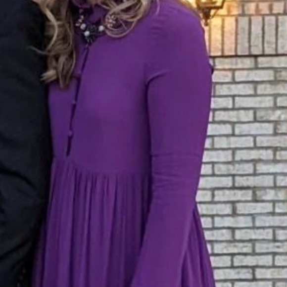 Zara Dresses & Skirts - Zara purple tiered float gown with ruffled neck and sleeves